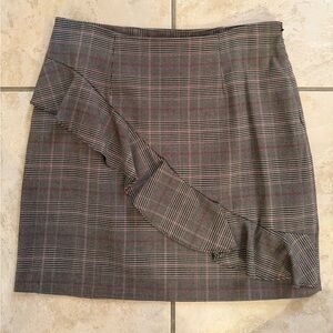CeCe Black and Gray Plaid Pencil Skirt